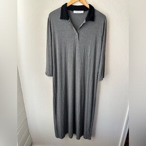 Sonnet James Gray Maxi Play Dress Size Medium Black Collar 3/4 Sleeve